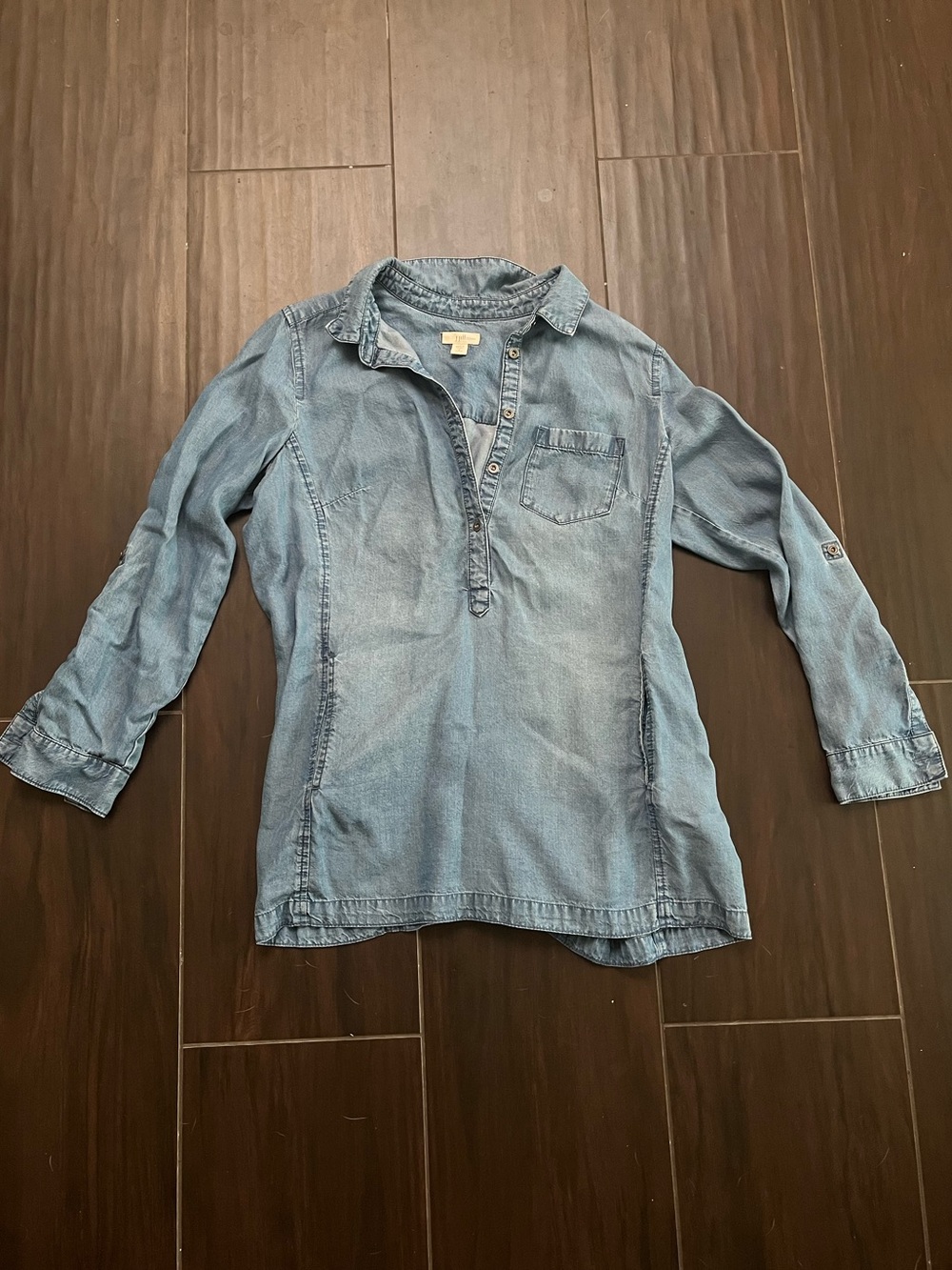 J Jill Light Wash Denim Tunic Shirt